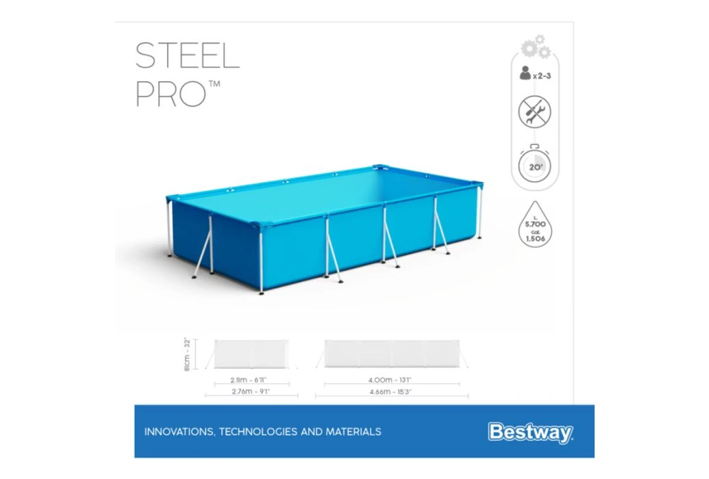 Bestway Steel Pro Zwembad | 400 X 211 X 81 Cm 5 Bestway Steel Pro Zwembad | 400 X 211 X 81 Cm - Afbeelding 5