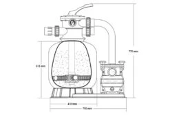 PSH BT 400 Filterset 5,5m³ | Micro-50 -Dophin Zwembaden Winkel tekening filterset afmeting